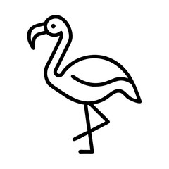 flamingo vector icon, simple black outline line icon of flamingo, animal vector line art icon