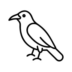crow vector icon, simple black outline line icon of crow, animal vector line art icon
