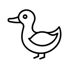 Simple Duck Outline Icon in Black, Minimalist black outline icon of a duck, commonly used for design, symbols, and illustrations. Suitable for websites, apps, and graphics.  
