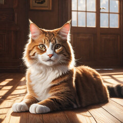 Photo a cute cat sitting on the windowsill