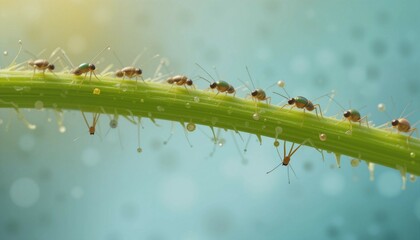 Macro shot of small insects on plant surfaces showing fine details