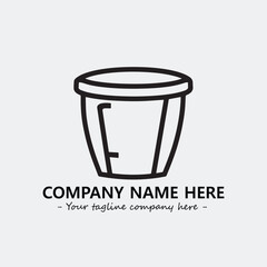 Cup illustration black and white for logo company vector image
