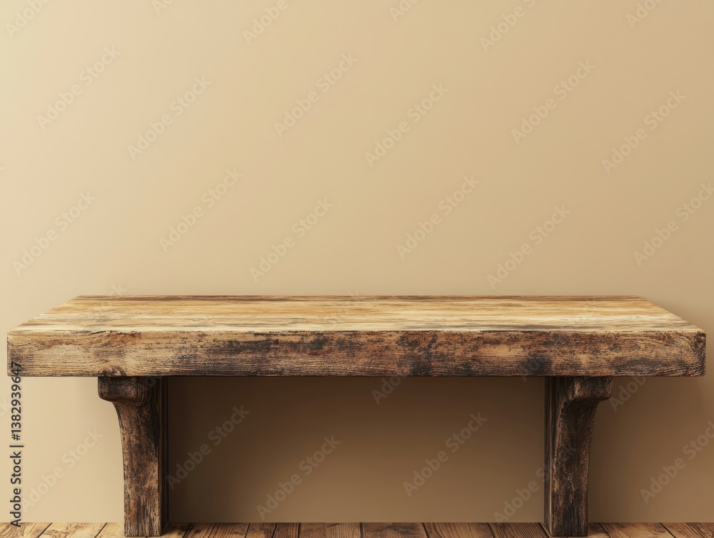Poster rustic wooden table against a neutral wall backdrop creating a warm inviting atmosphere studio shot