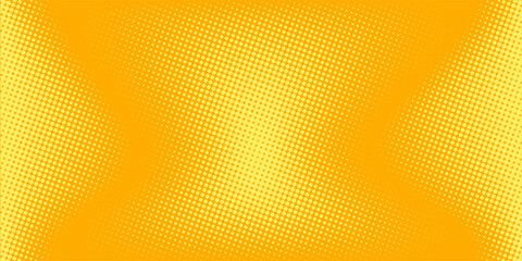 Yellow halftone pattern. Retro comic gradient background. Bright orange pixelated dotted texture overlay style. Cartoon pop art faded gradient pattern