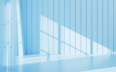 Living room in minimalist and comfortable style with sunlight on the walls, 3d rendering.