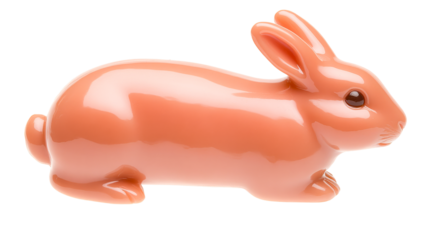 Easter bunny figurine isolated on black background, cut out transparent