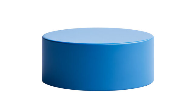 Blue cylinder for product display, podium, empty space, cut out transparent