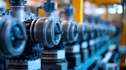 Fototapeta premium Industrial Machinery: A Close-Up View of High-Tech Manufacturing