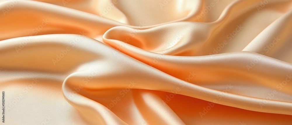 Poster elegant peach silk fabric with soft folds and smooth texture creating a luxurious and sensual backgr