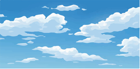 Cartoon Style Blue Sky with Stylized White Clouds - Digital Illustration


