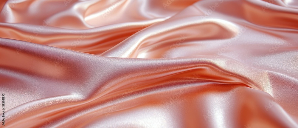 Poster luxurious peach silk fabric with soft folds and shimmering highlights creating an elegant and sensua