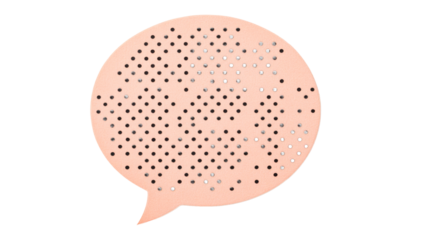 Dialogue cloud shape with small black circles pattern, cut out transparent
