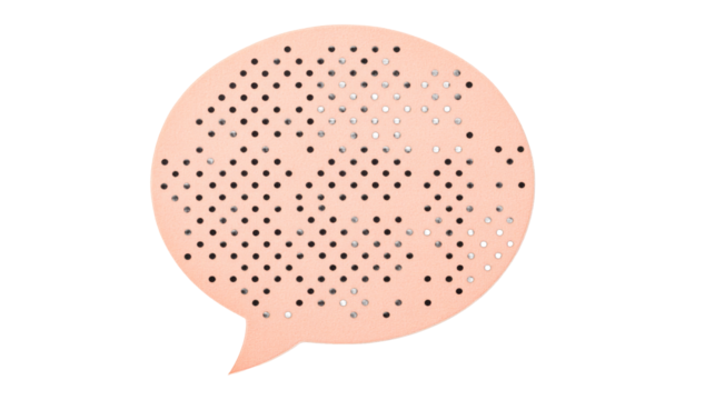 Dialogue cloud shape with small black circles pattern, cut out transparent