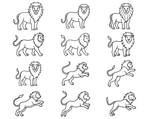 Fototapeta premium set of lion hand drawing vector illustration design