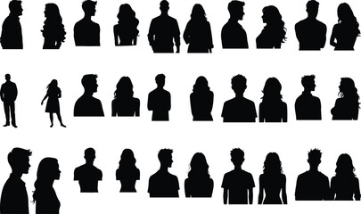 Silhouettes of People in Various Poses"