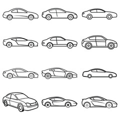 Set of sports car line art vector illustration design
