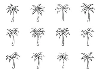 set of palm trees vector design on white background