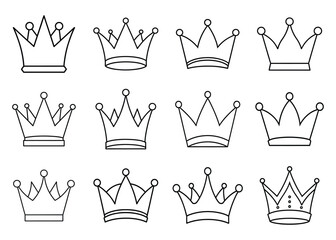 set of crowns line art vector design
