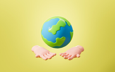 Save the planet, Global environmental protection concept, 3d rendering.