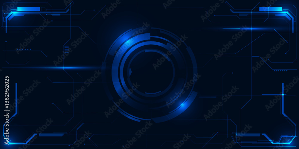 Poster vector illustrations of futuristic digital tech architecture abstract blue hi tech theme for daverti