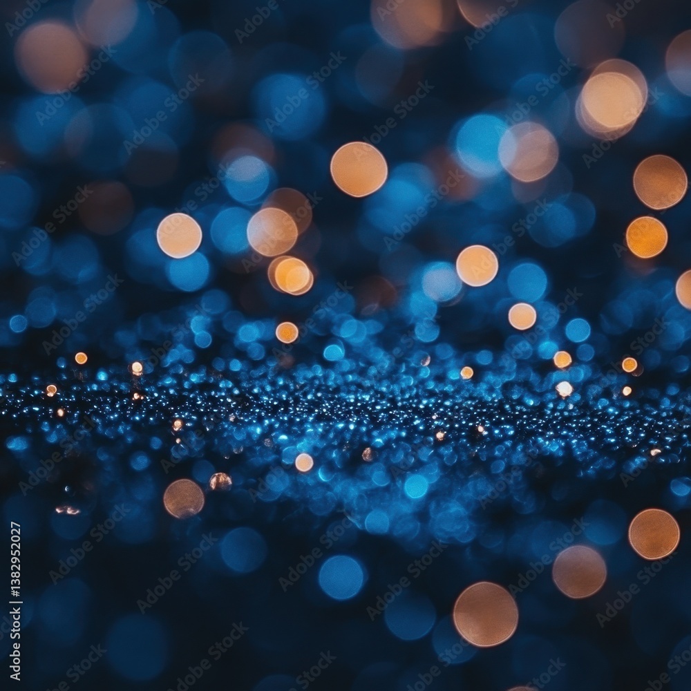 Poster ethereal dance of blue and gold bokeh lights creating a magical atmosphere with a dreamy and captiva