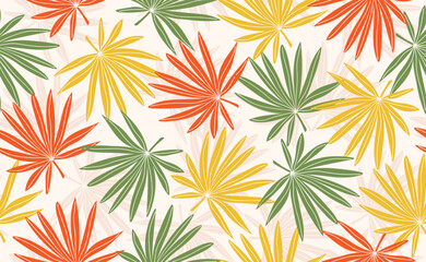 Fototapeta premium Tropical vector seamless pattern. Modern Abstract Botanical contemporary seamless pattern. Tropical leaves. Exotic Jungle eunique print. Fashionable template.
