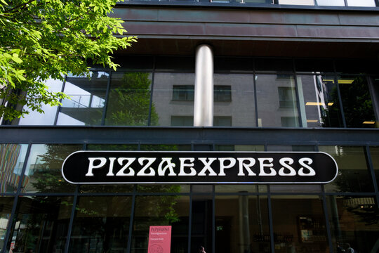 Leeds England: 3rd June 2024 Leeds Dock Pizza Express exterior