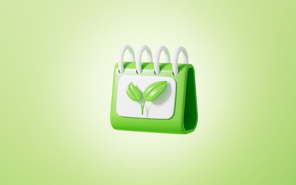 A little tree and calendar , Concept of environmental protection and sustainable development, 3d rendering.