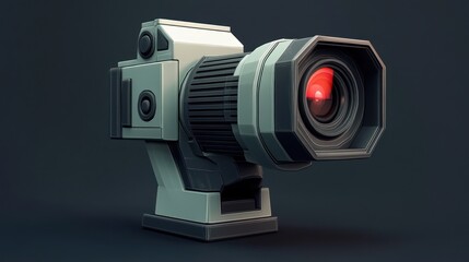 3D Rendered Retro Camera on Dark Background. Possible Use Stock photo for design inspiration, tech articles, or promotional materials