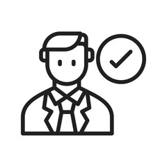 Checked Profile icon vector image. Suitable for mobile apps, web apps and print media.