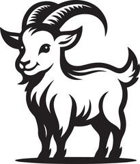 High-Quality Black & White Goat Vector