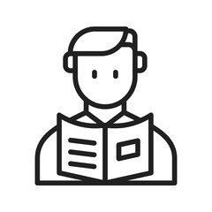 Man Reading Storybook icon vector image. Suitable for mobile apps, web apps and print media.
