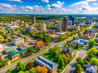 Waterloo Ontario Skyline Aerial Hyperlapse Tilt-Shift 4K Stock Photo