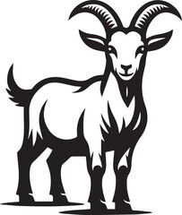 High-Quality Black & White Goat Vector