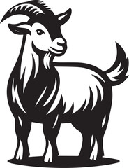 High-Quality Black & White Goat Vector