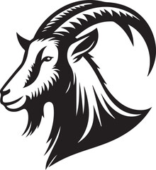 High-Quality Black & White Goat Vector