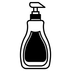 Liquid Soap Bottle Icon  Monochrome Silhouette, White Background.