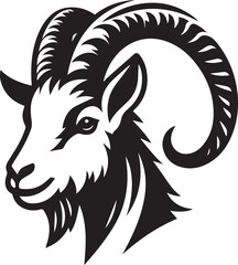 High-Quality Black & White Goat Vector