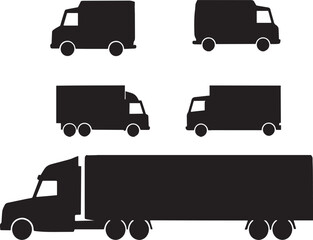 Truck and Trailer Silhouette Vectors © ANAMUL