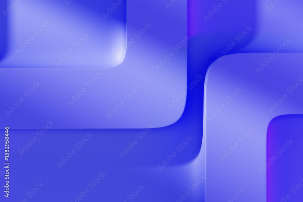 Poster 3d blue background with abstract square line pattern on wall. relief gradient wallpaper of geometric