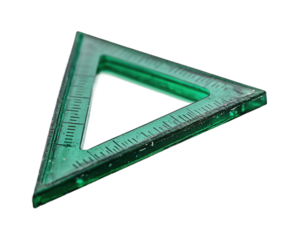 Measuring triangle ruler home office object isolated on transparent background, png