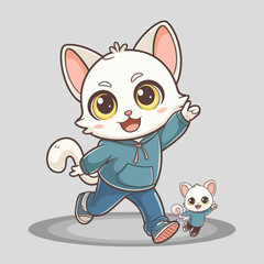 Cat with mouse vector