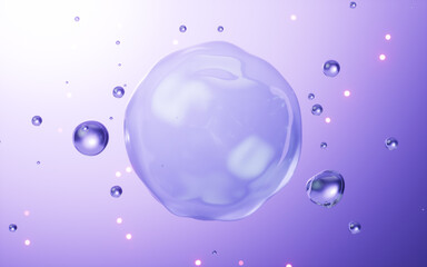 Biological cell background, skincare and biomedical concept, 3d rendering.