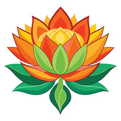 Floral vector illustration of a lotus flower blossom, a beautiful nature symbol with elegant leaf design