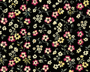 Tiny seamless pattern for textile design and digital papers, seamless pattern with leaves, seamless pattern with flowers, seamless floral pattern