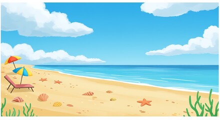 Obraz premium Sun-Kissed Shores AI Generated