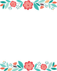 Colorful floral vector frame with butterflies and flowers decoration