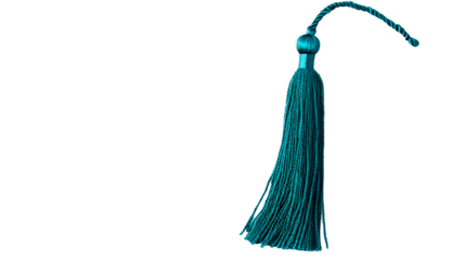 Decorative turquoise tassel with ornate details, cut out transparent