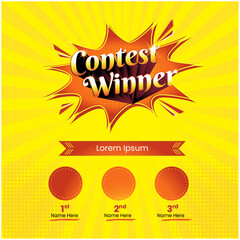Contest Winner Template Design Vector. Giveaway Winner Social Media Post 