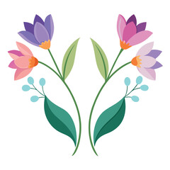 A beautiful vector illustration of a bouquet of pink flowers showcases a floral spring design